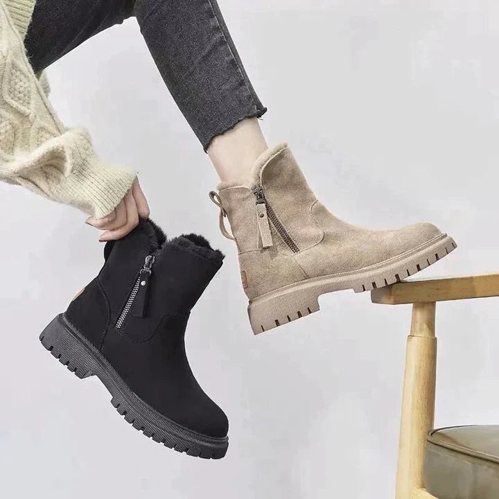 Schicke Ankle Boots mit Wildlederoptik und kuscheligem Fellfutter
