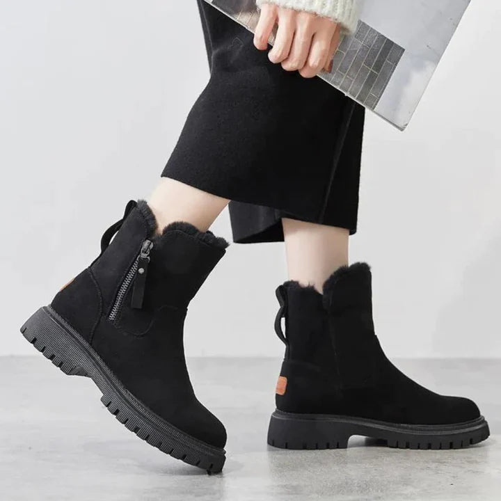 Schicke Ankle Boots mit Wildlederoptik und kuscheligem Fellfutter
