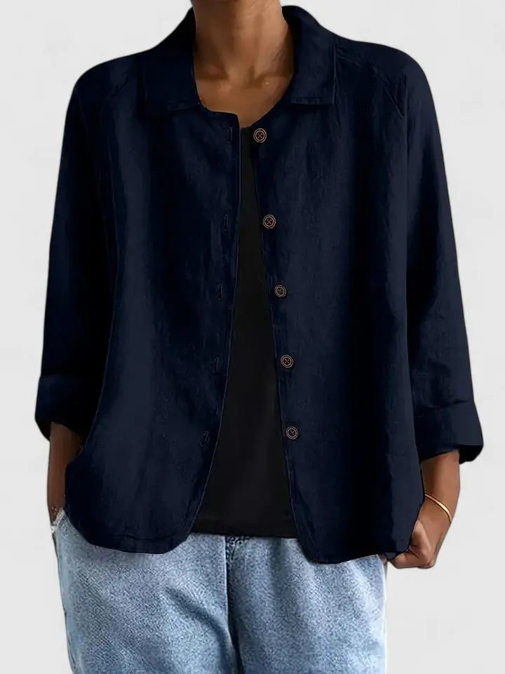 Lockeres Damen Langarmtop in schlichtem Design, Ganzkörperansicht
