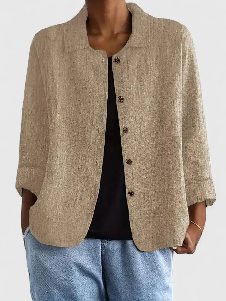 Klassisches Damen-Layering-Top mit offener Front, Rückansicht