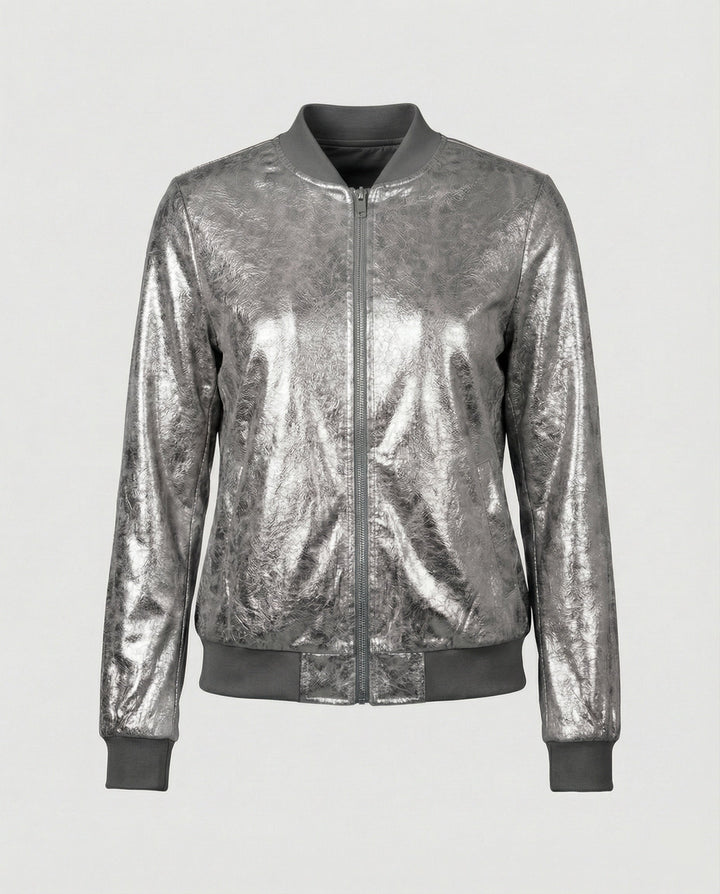 Damen Bomberjacke Mit Glanzoptik