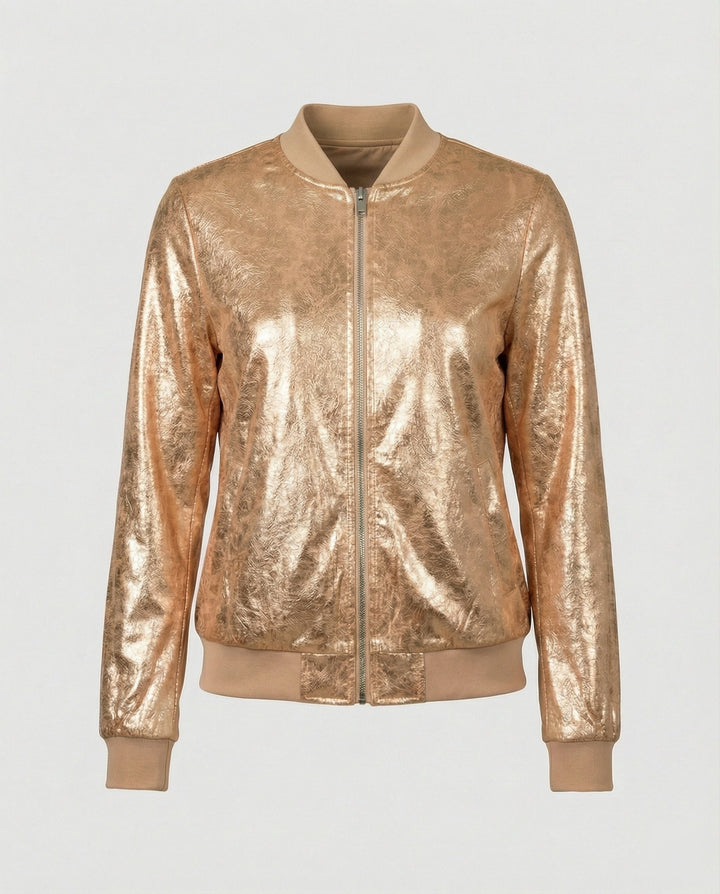 Damen Bomberjacke Mit Glanzoptik