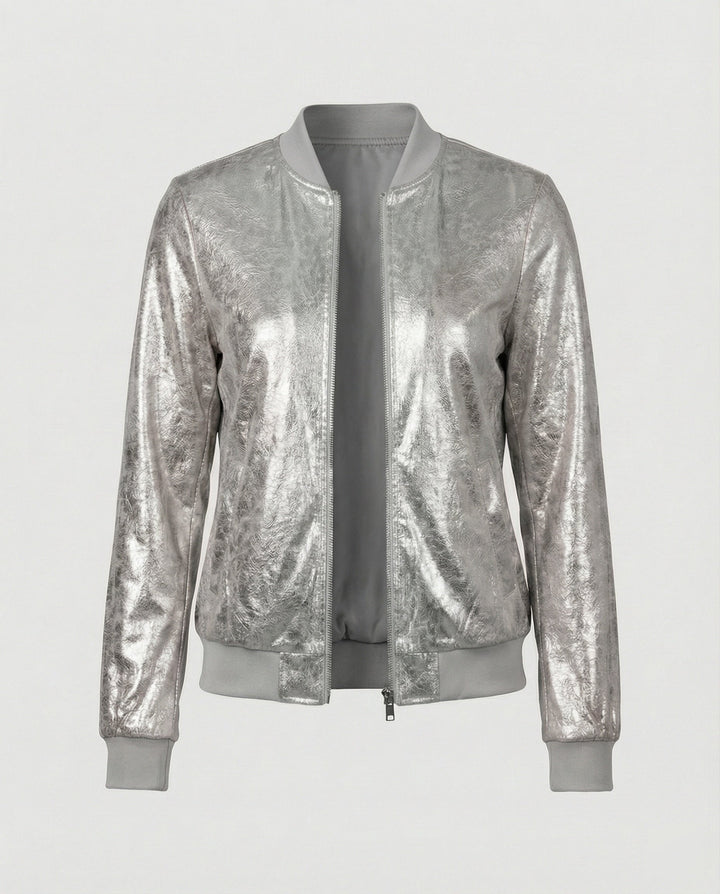 Damen Bomberjacke Mit Glanzoptik