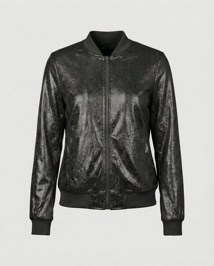 Damen Bomberjacke Mit Glanzoptik