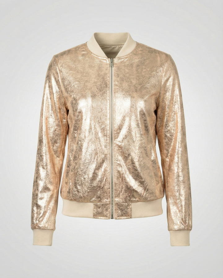 Damen Bomberjacke Mit Glanzoptik