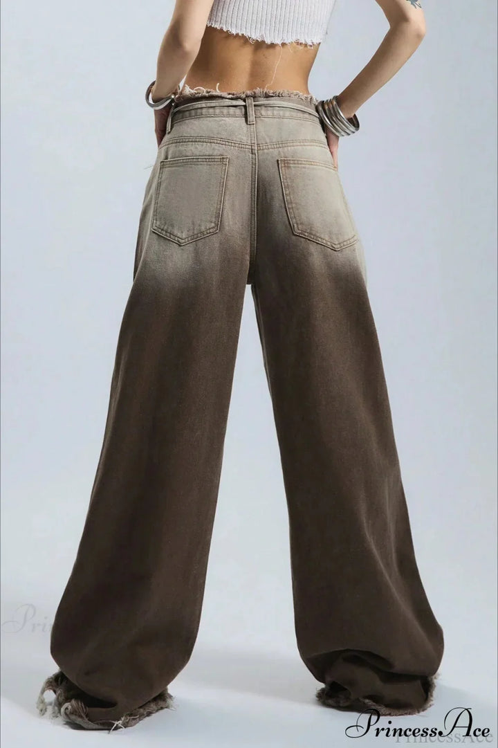 Weite Denim-Jeans für Damen mit Retro-Look und Farbverlauf
