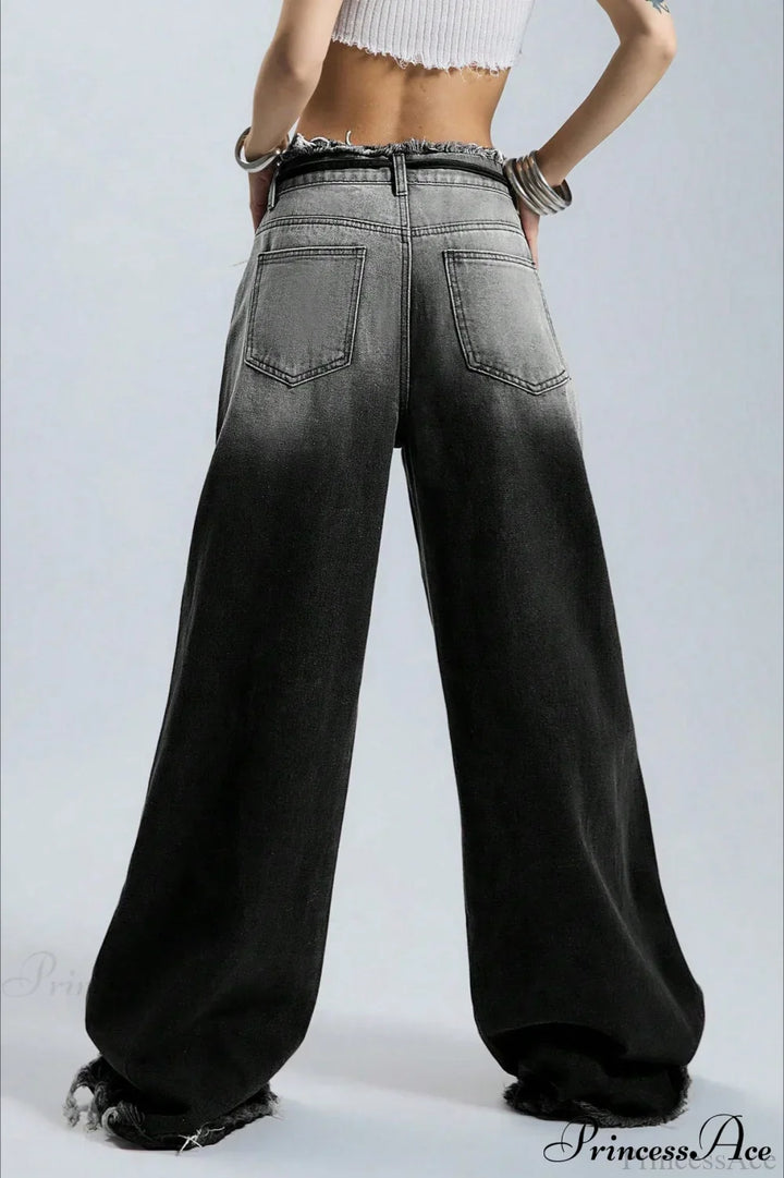 Wide Leg Jeans für Damen mit Farbverlauf und lässiger Silhouette
