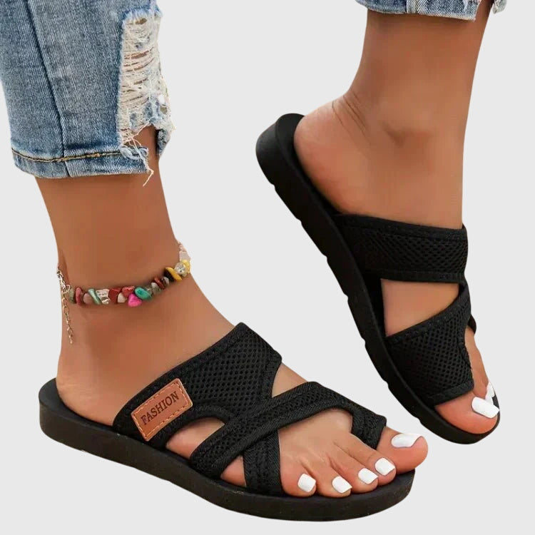 Damen Sandalen Mit Kontursohle Und Riemen