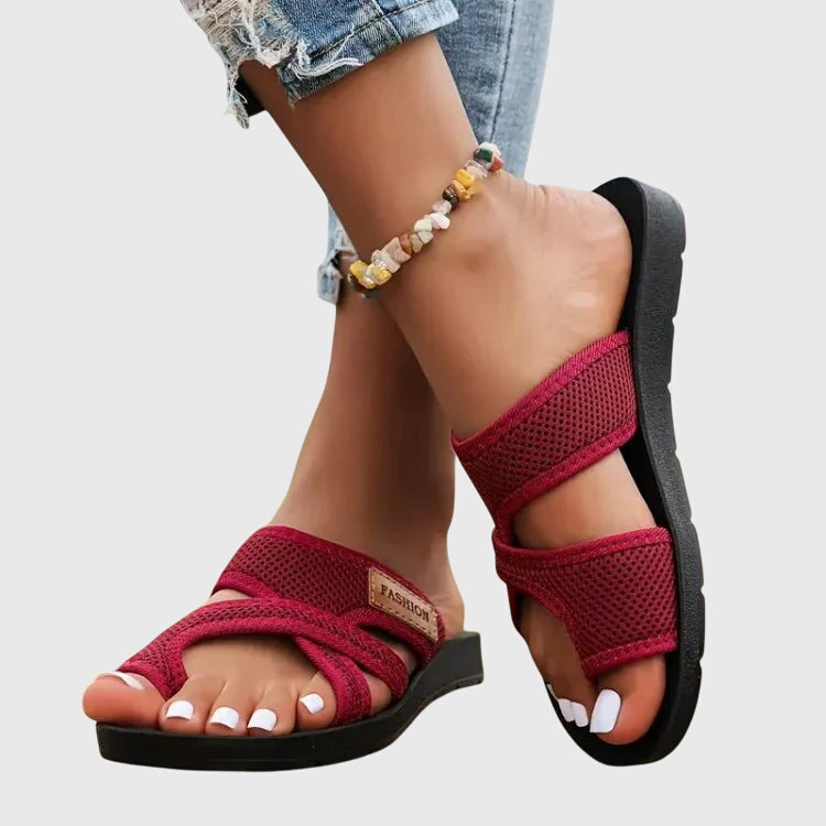 Damen Sandalen Mit Kontursohle Und Riemen