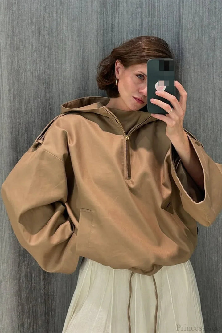 Damen-Kapuzenjacke mit langen Ärmeln und schlichtem, einfarbigem Design