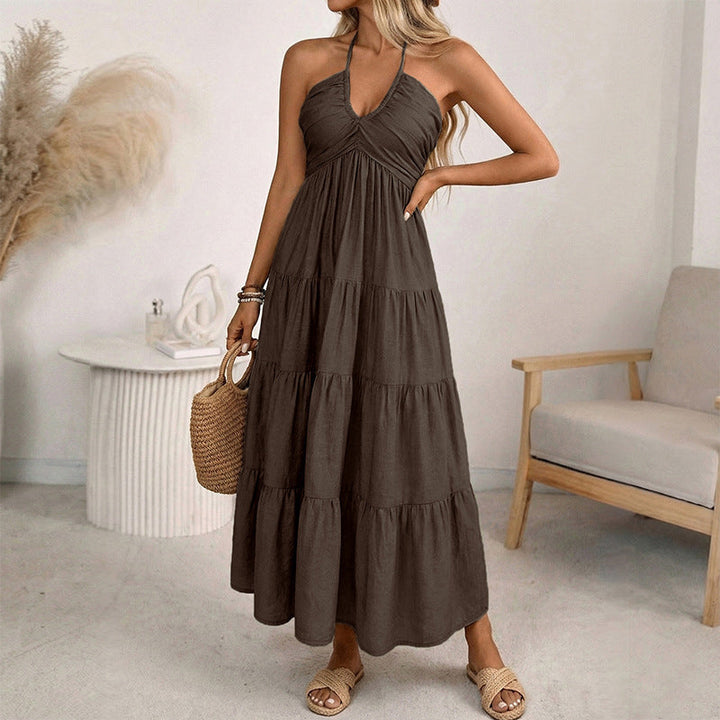 Maxikleid mit neckholder Rückenfrei und fließenden Drapierungen
