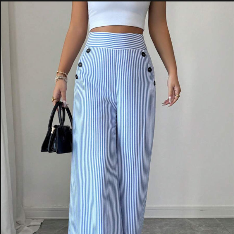 Damenhose mit hohem Bund und Streifen in Frontalansicht