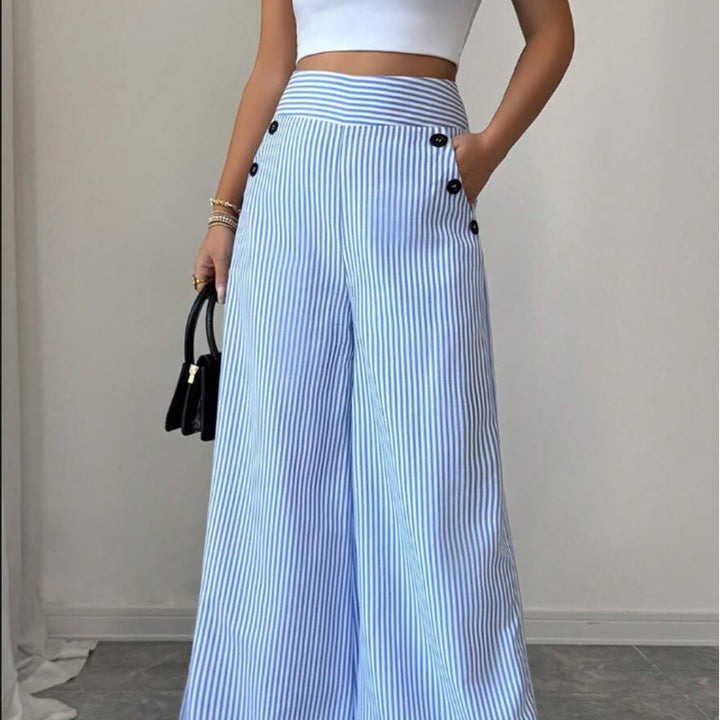 Damen Leinenhose gestreift in lockerer Passform im Outfit