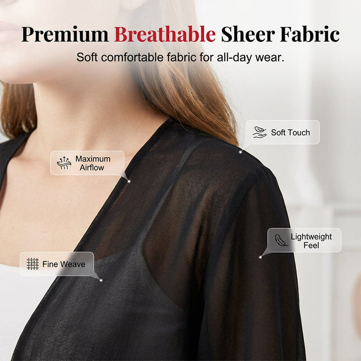 Leichter Chiffon-Kurz-Cardigan für Damen in eleganter, transparenter Optik