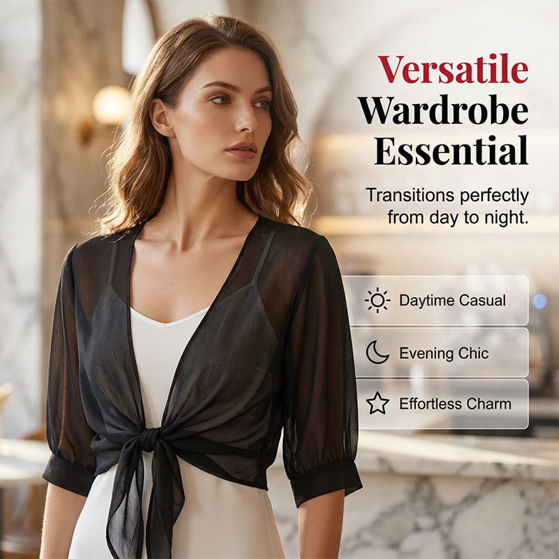 Kurzer Sommer-Cardigan aus Chiffon für Damen als luftiger Überwurf