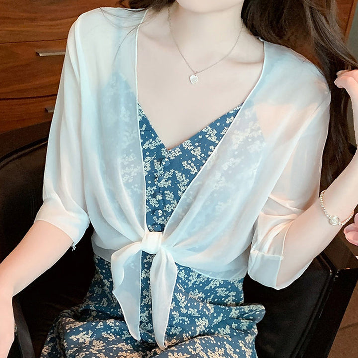 Sommerlicher Damen Kurz-Cardigan aus Chiffon zum vielseitigen Layering