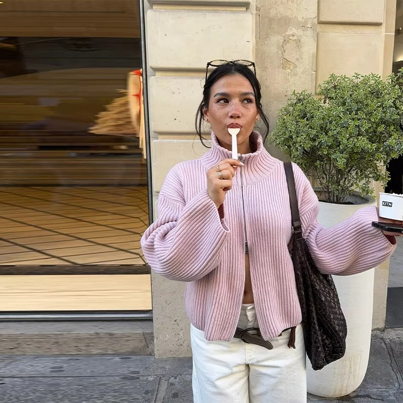 Luxuriöse Woll-Cashmere Reißverschlussjacke