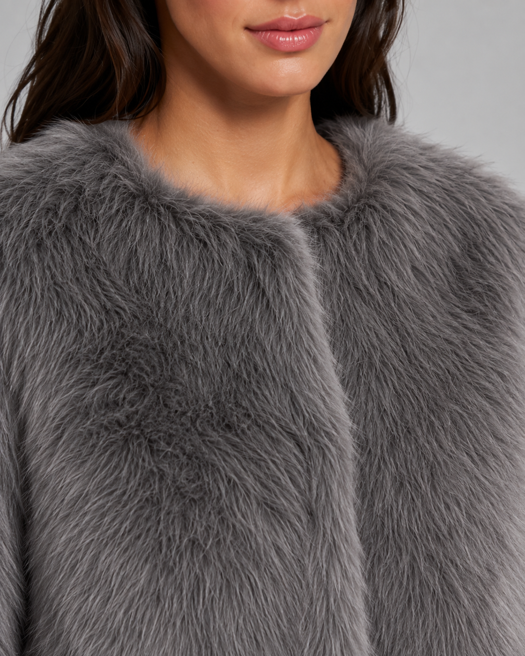 Damen-Kunstfelljacke mit modernem, vielseitigem Design