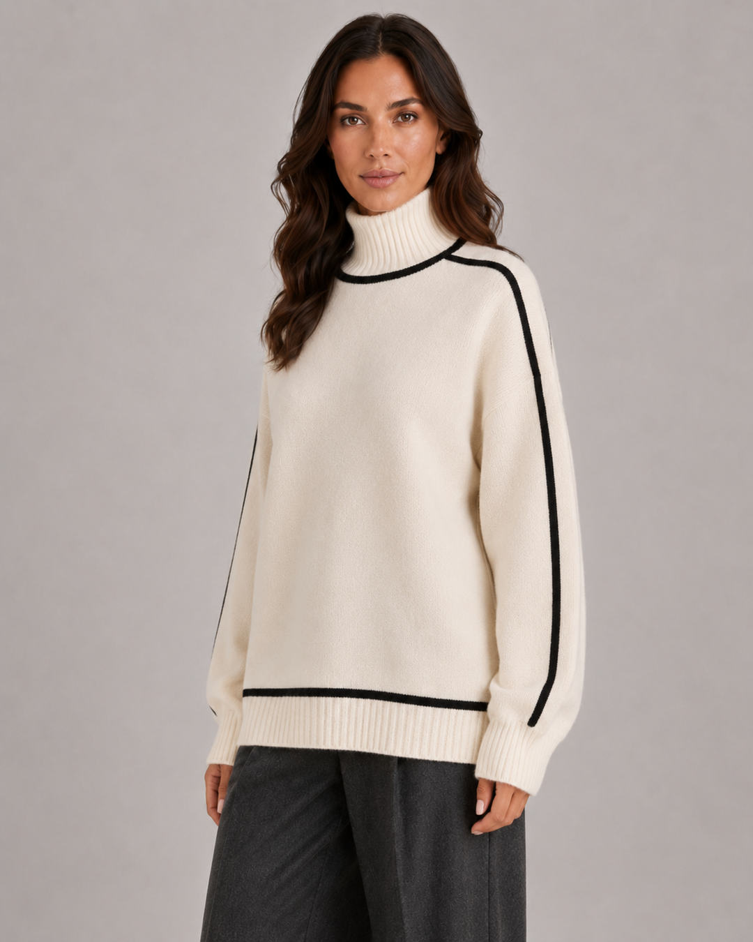 Oversize-Rollkragenpullover für Damen in stilvoller Strickoptik