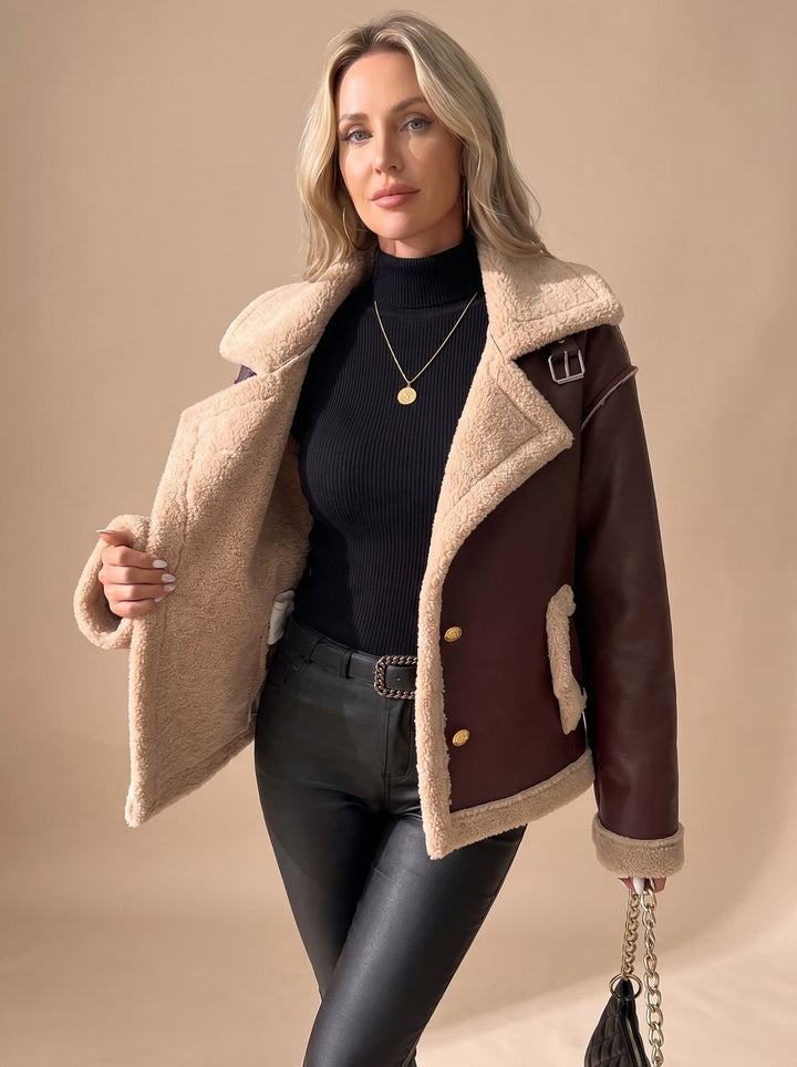 Aviatorjacke für Damen mit langen Ärmeln und geradem Schnitt