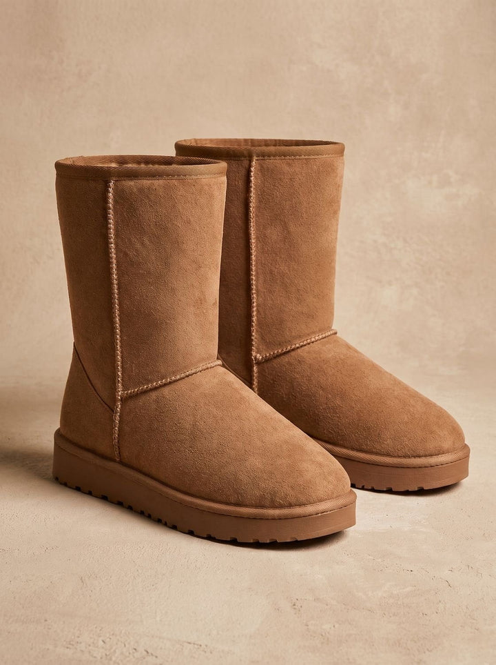 Seitliche Ansicht der Damen-Schneestiefel mit kuscheligem Innenfutter