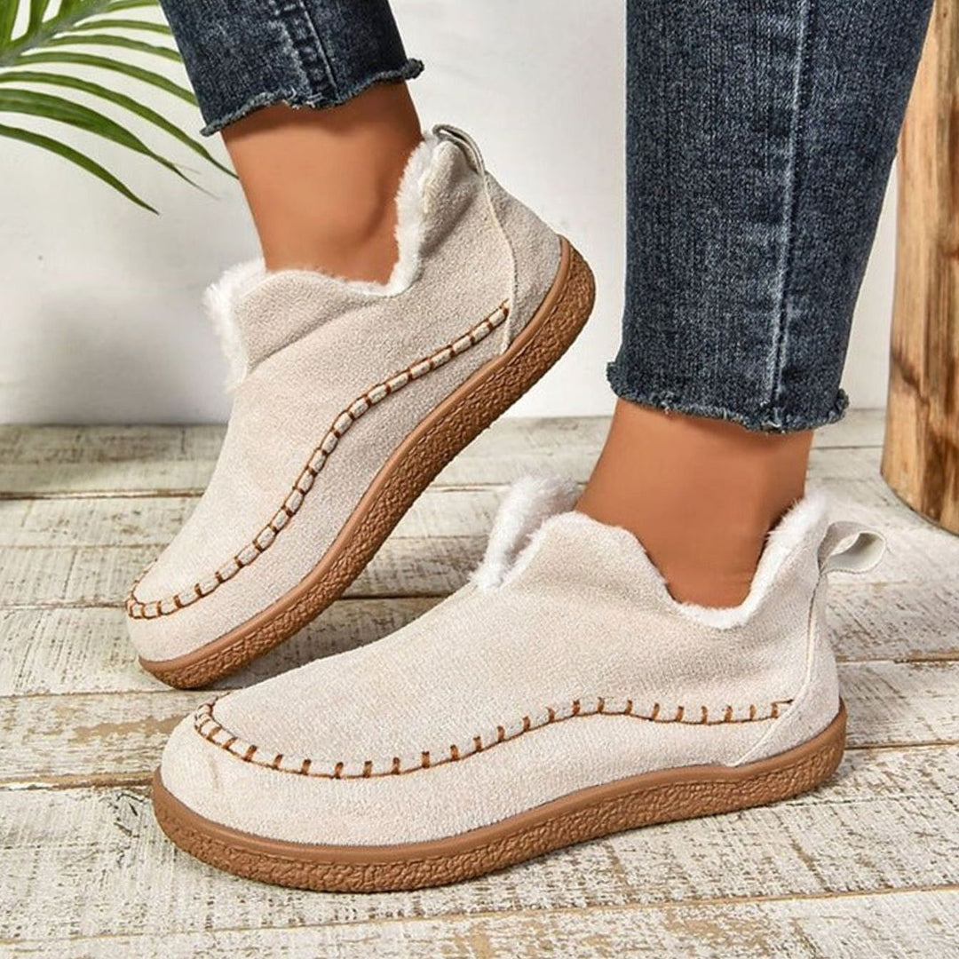 Damen Mokassins Aus Veloursleder Mit Fleecefutter