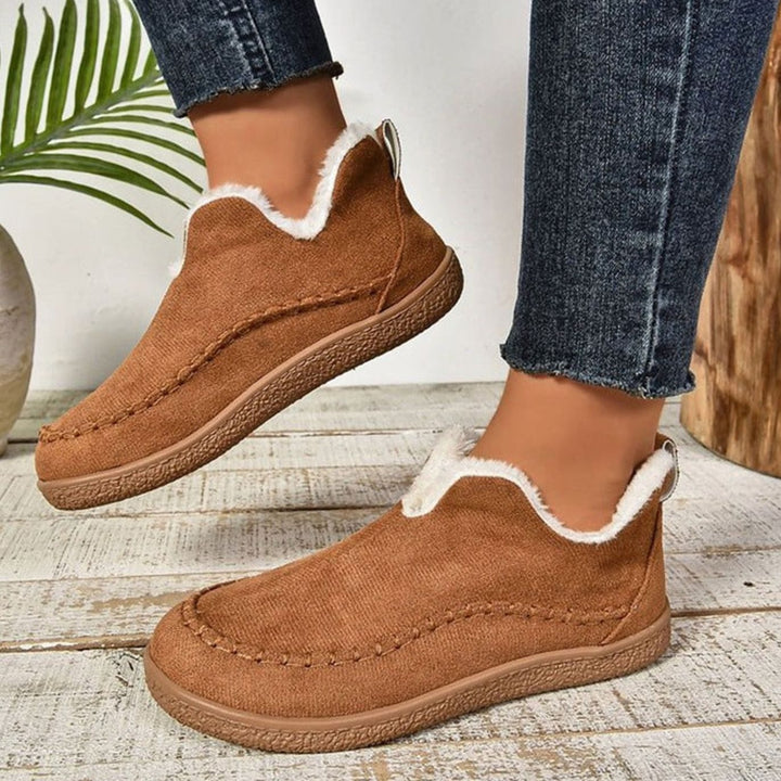 Damen Mokassins Aus Veloursleder Mit Fleecefutter