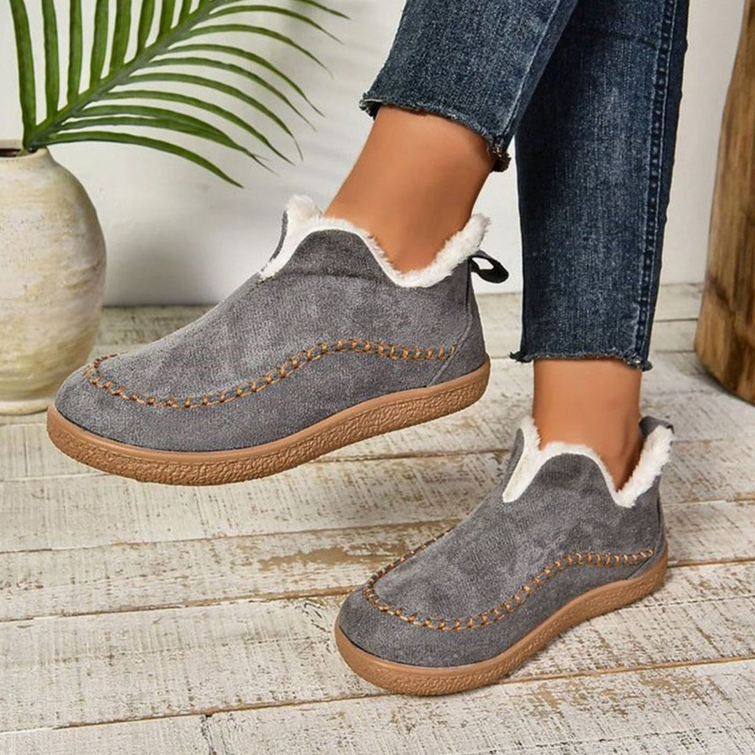Damen Mokassins Aus Veloursleder Mit Fleecefutter