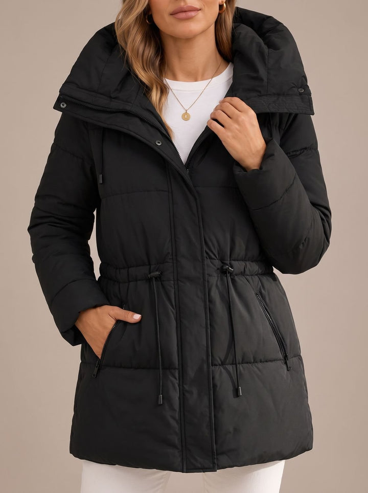 Women's Quilted Jacket With Hood And Drawstring