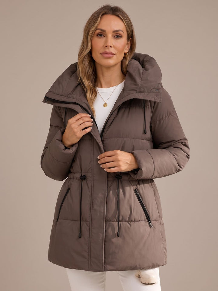 Women's Quilted Jacket With Hood And Drawstring