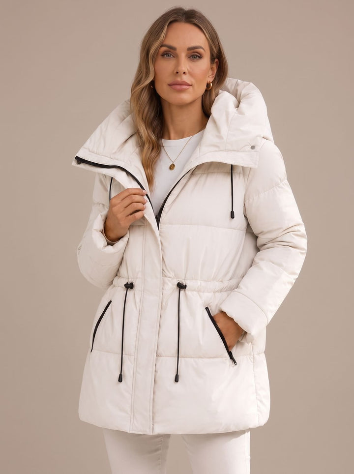 Women's Quilted Jacket With Hood And Drawstring