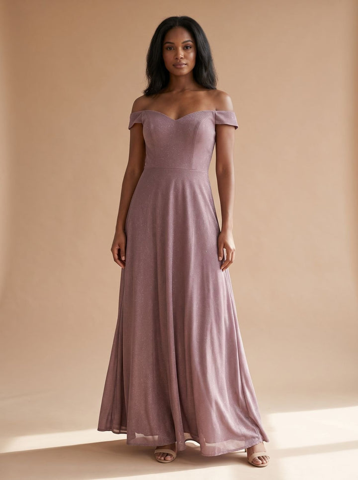 Schulterfreies Glitzerkleid für Hochzeiten und elegante Feiern