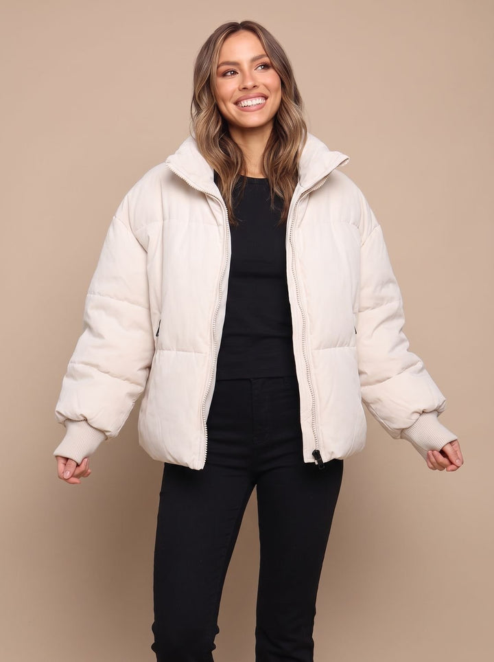Women's Oversized Padded Jacket With Stand-Up Collar