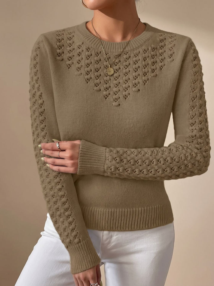 Cropped-Strickpullover für Damen mit femininem Pointelle-Muster