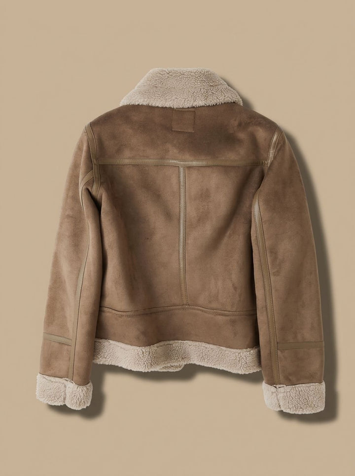 Braune Moto-Kurzjacke für Damen mit betontem Taillengürtel